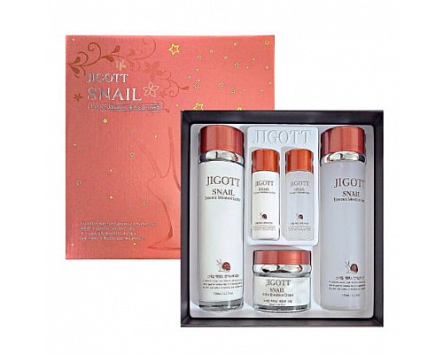 Увлажняющий набор с муцином улитки - JIGOTT Snail Essence Moisture Skin Care 3Set