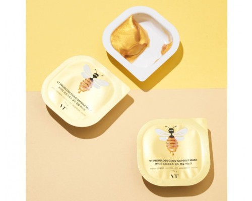 Mascarilla gel con oro, própolis y miel VT Progloss Gold Capsule Mask 7,5 g × 3