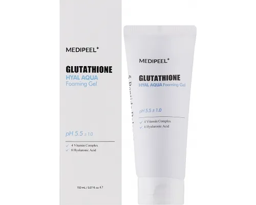 Gel espumoso hidratante para el rostro para un brillo radiante - MEDIPEEL Glutathione Hyal Aqua Foaming Gel, 150 ml